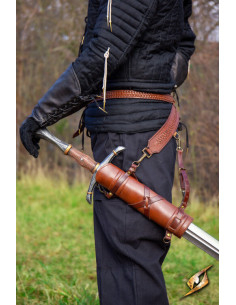 Baldric met middeleeuwse zwaardriem, bruin