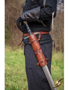 Tahalí con cinturón medieval para espadas, color marrón 2