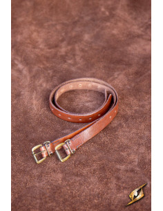 Middeleeuwse leren riem, bruin en zwart (49 cm.)