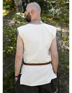 Túnica medieval sin mangas modelo Clement, blanco natural 2