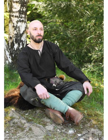 Túnica medieval negra manga larga,...