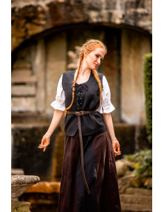 Chaleco medieval en algodón Franziska, negro