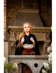 Korte middeleeuwse cape voor dames, model Heidi, kleur zwart 2