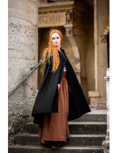 Korte middeleeuwse cape voor dame, model Marie, kleur zwart 2
