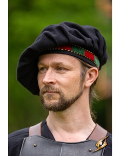 Parlota de juglar medieval en lana, negro-rojo-verde