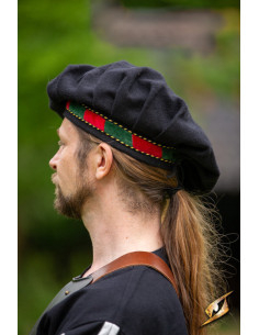 Parlota de juglar medieval en lana, negro-rojo-verde 2