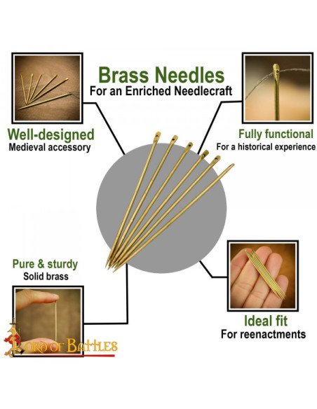 Pakke med 5 massive middelaldernåle...