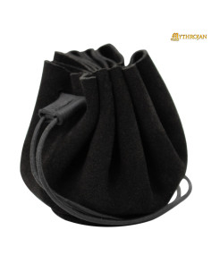 Mittelalterlicher Renaissance-Münzbeutel aus schwarzem Leder