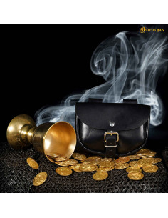 Bolso medieval para cinturón modelo Burglar cuero negro 2
