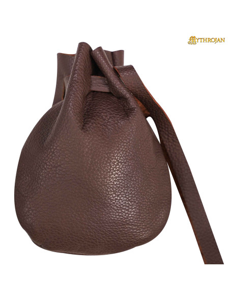 Bolsita limosnera medieval de cuero,...