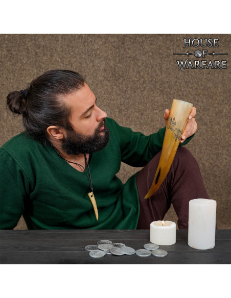 Natürliches Trinkhorn Odins Raben...