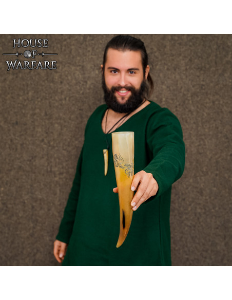 Natürliches Trinkhorn Odins Raben...