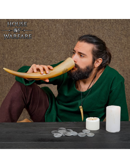 Natürliches Trinkhorn Odins Raben...