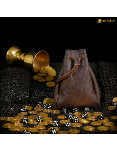 Bolsa medieval de cuerno marrón para cinturón (21,5 cm.) 2