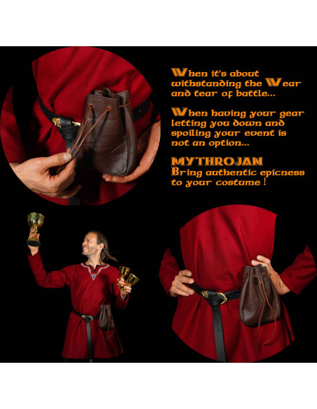 Bolsa medieval de cuerno marrón para...