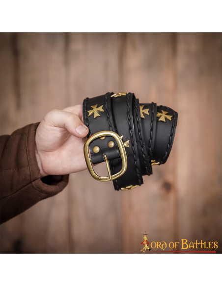 Middelalderlig læderbælte Crusaders,...