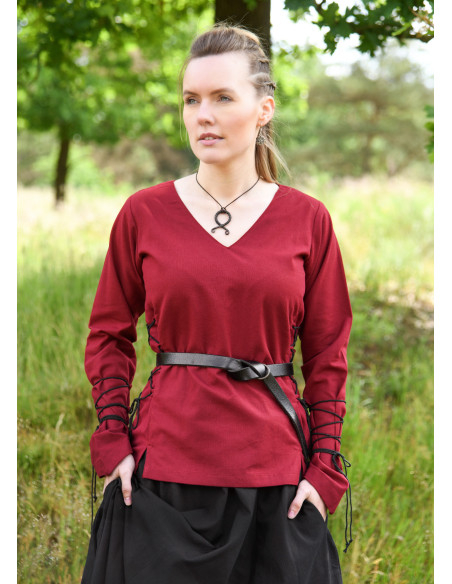 Medieval bluse model Aila i bomuld, rød