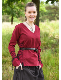 Medieval bluse model Aila i bomuld, rød 2