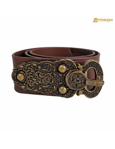 Middeleeuwse Viking Warrior-riem in leer, bruine kleur