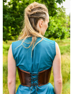 Mittelalterliches Lederkorsett, braune Farbe 2