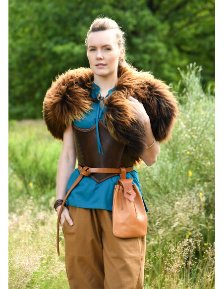 Middeleeuws leren korset, bruine kleur