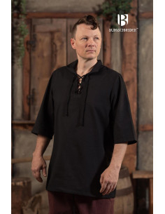 Camisa medieval de verano Aton, negro