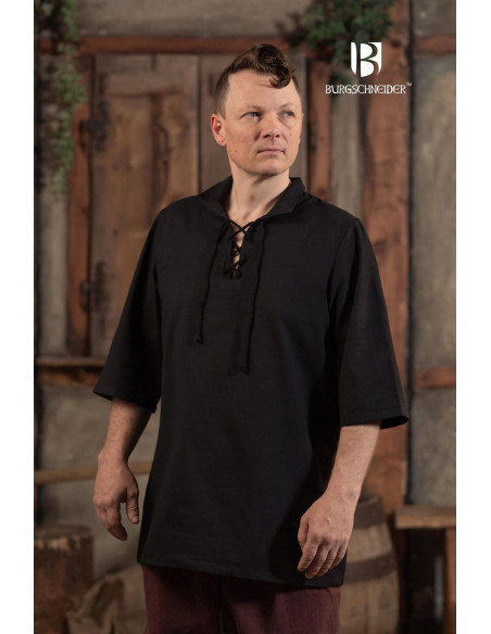 Camisa medieval de verano Aton, negro