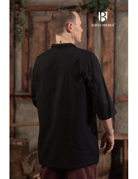 Camisa medieval de verano Aton, negro