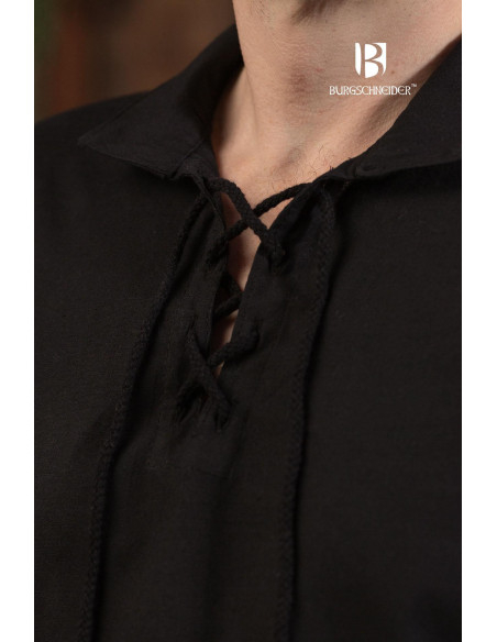 Camisa medieval de verano Aton, negro