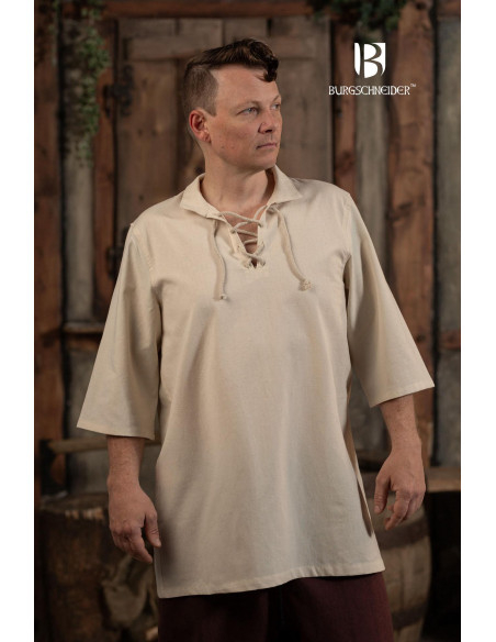 Middeleeuws zomershirt Aton, naturel wit