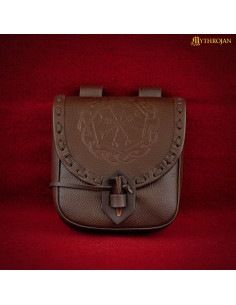 Nordische Tasche geprägtes Leder Aegishjalmur-Symbol, braun