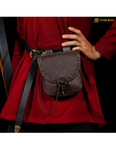 Nordische Tasche geprägtes Leder Aegishjalmur-Symbol, braun 2