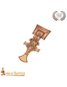 Middeleeuwse Romeinse fibula in gegoten brons (7,7 cm.)