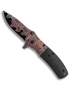Albainox lommekniv 3D design rød damask (8,50 cm.)