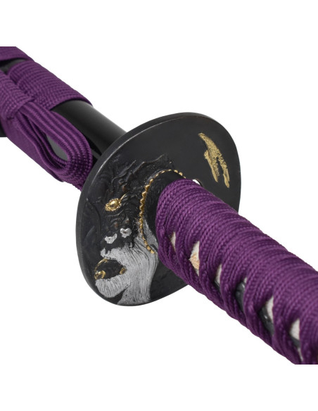 Katana morada Samurai patrón damasco,... Katana morada Samurai patrón damasco,...