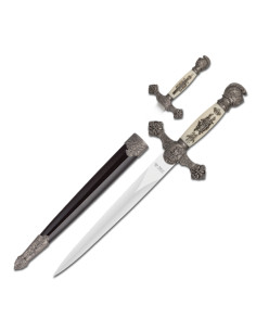 Daga decorativa medieval con vaina, acabado oscuro (35 cm.)
