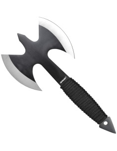 Funktionelle Doppelklingenaxt mit Scheide (25,5 cm).