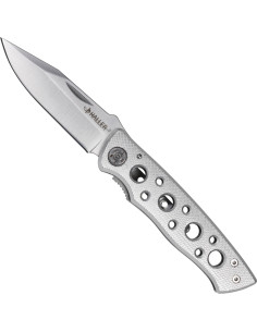 Navaja de bolsillo plateada mango agujereado (7,5 cm.)