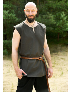 Middelalderlig ærmeløs tunika model Clement, olivengrøn 2