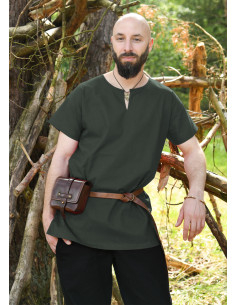 Túnica medieval manga corta, modelo Sigmund, verde oliva