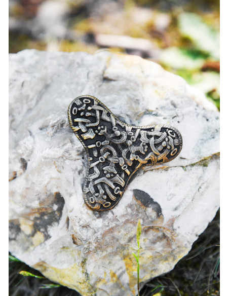 Vikingbroche met klaverfibula in messing