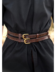 Unisex dubbele middeleeuwse riem, van leer
