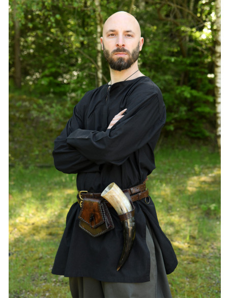 Cinturón medieval doble Unisex, en piel