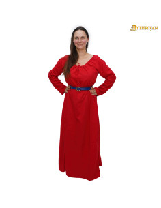 Middelalderlang kjole model Maiden, rød