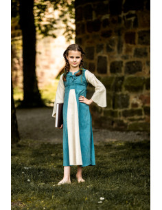 Vestido medieval niña Elsa en azul-beige