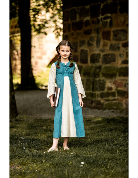 Vestido medieval niña Elsa en azul-beige Vestido medieval niña Elsa en azul-beige