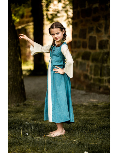 Vestido medieval niña Elsa en azul-beige Vestido medieval niña Elsa en azul-beige