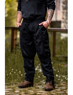 Wikinger-Jorgen-Hose aus schwarzer Wolle