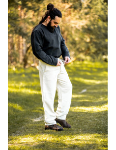 Dirk middeleeuwse broek, naturel witte kleur 2
