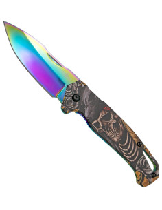 Navaja táctica Third diseño 3D rainbow calavera (20,3 cm.)